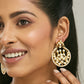 Nuyug 22K Gold-Plated Elegant Kundan Stone Studded & Pearl Beaded Chandbalis | Swadesiicart