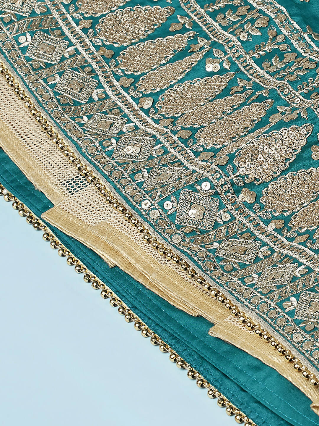 House of Panchhi Green Pure Georgette Sequins Embroidered Lehenga | Swadesiicart