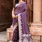 Joban Fashion Plum Purple Hand Woven & Zari Work Katan Pure Handloom Banarasi Silk Saree | Swadesiicart