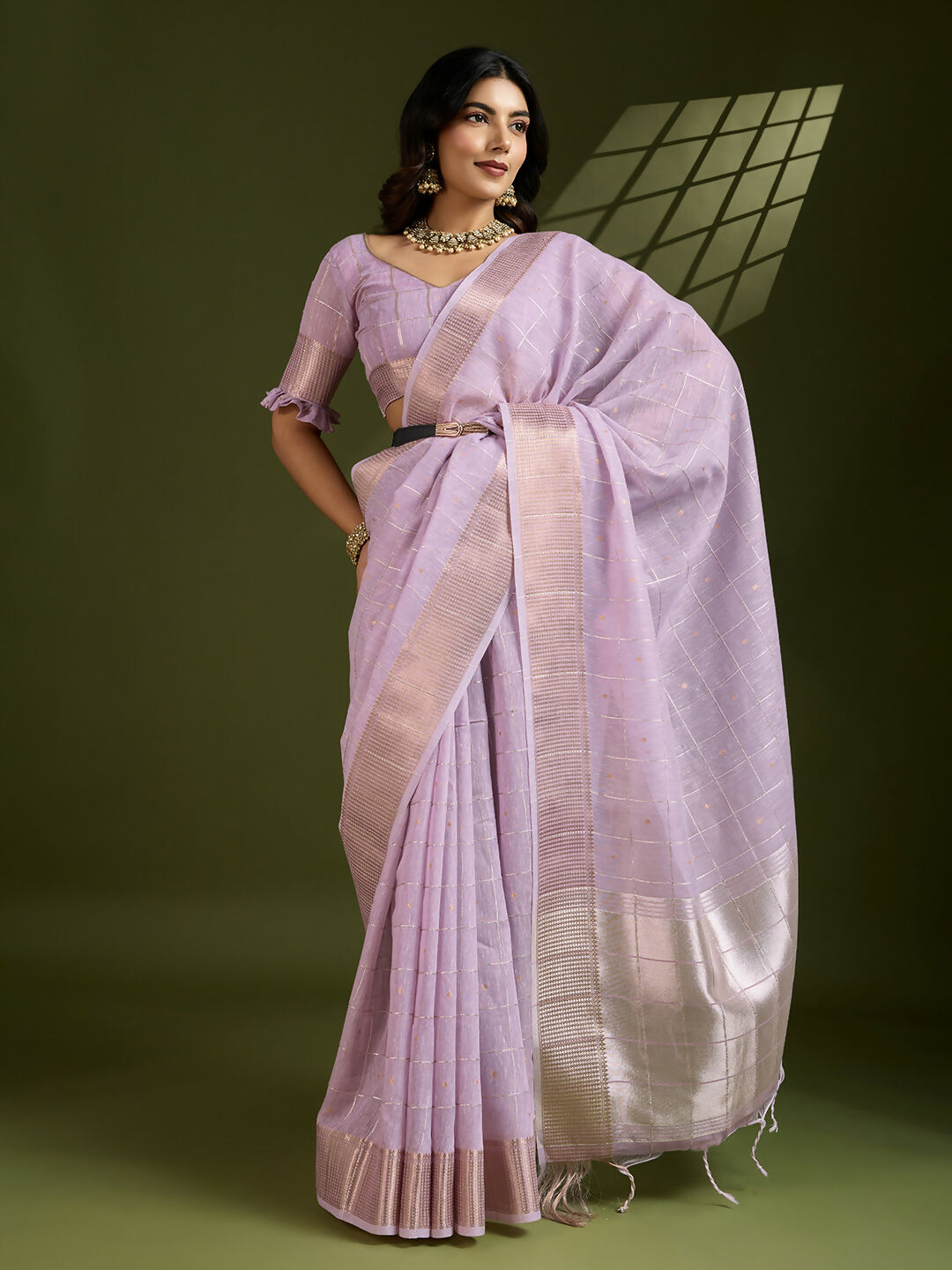 Vishnu Weaves Women's Purple Soft Silk Zari Woven Saree with Blouse - Swadesiicart