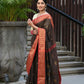 Beatitude Brown Cotton Banarasi Saree | Swadesiicart