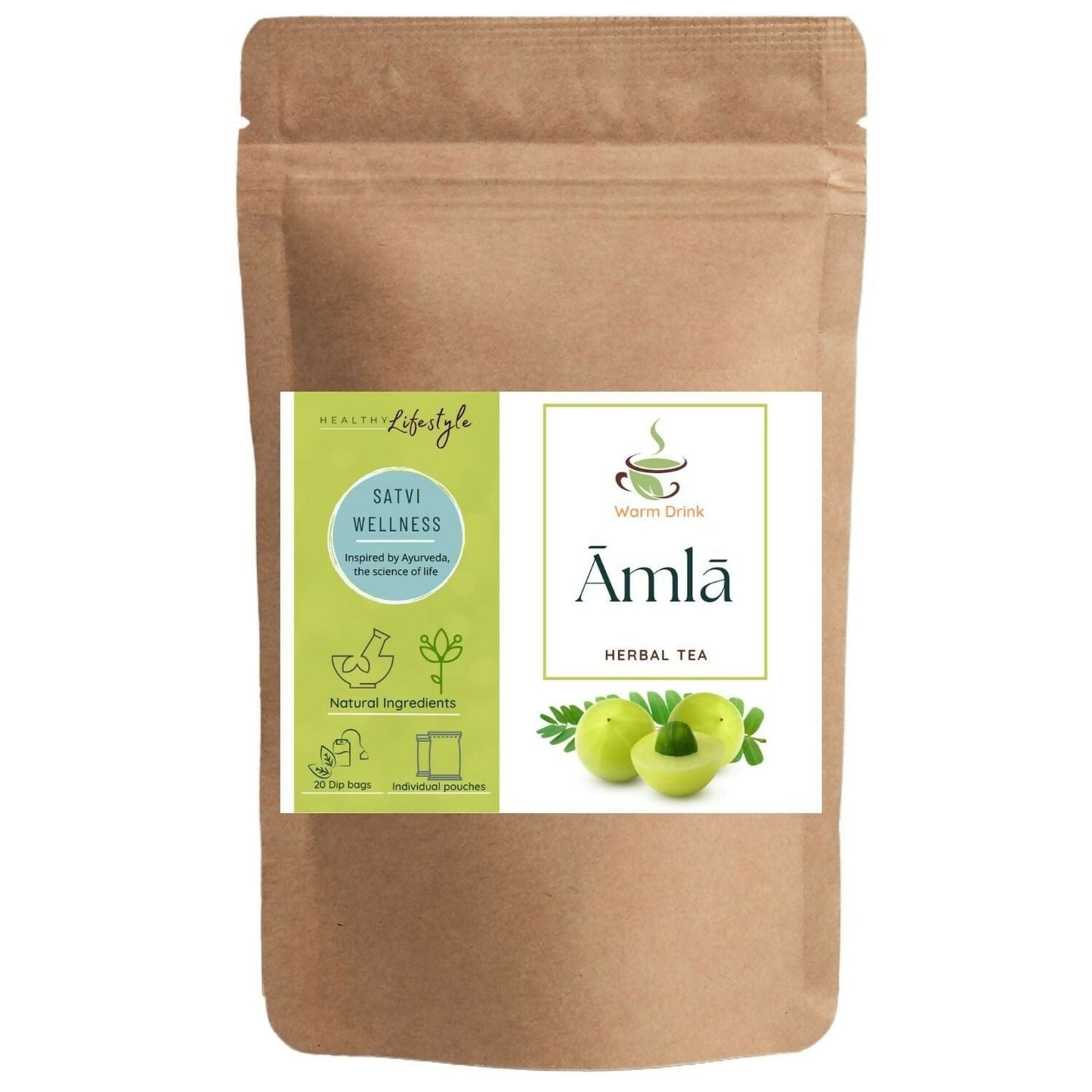 Satvi Wellness Amla Tea | Indian Gooseberry Tea Bags | Swadesiicart
