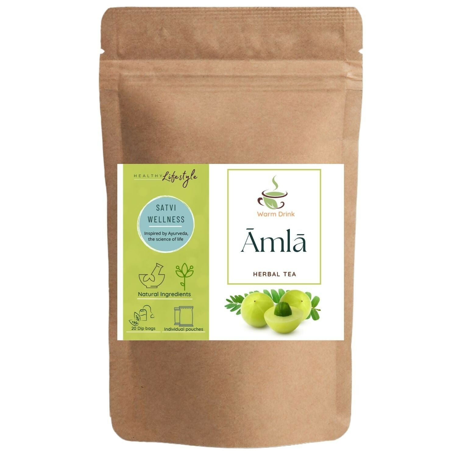 Satvi Wellness Amla Tea | Indian Gooseberry Tea Bags | Swadesiicart
