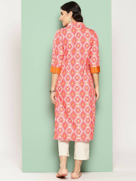 Ahalyaa Women's Traditional wear Kurta - Orange | Swadesiicart
