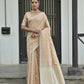 Vishnu Weaves Women's Chiku Premium Tussar Silk Saree with Blouse - Swadesiicart