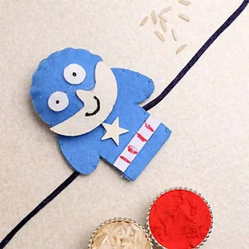 Captain America Cute Kids Rakhi & Soan Papdi | Swadesiicart