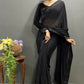 Vastranavya Black Rangoli Silk Swarovski work Ready to Wear Saree | Swadesiicart