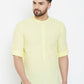 Even Apparels Yellow Color Band Collar Pure Cotton Men's Kurta | Swadesiicart