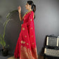 Joban Fashion Red Banarasi Lichi Silk Gold Zari Meena Saree | Swadesiicart