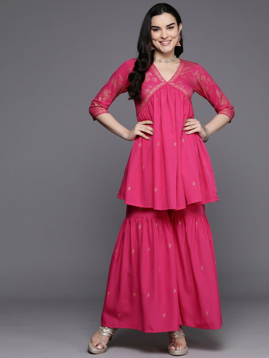 Ahalyaa Women's Traditional Wear Co-ods - Pink - Swadesiicart