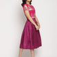 Ahalyaa Women's Pink Poly Silk Gold Foil Print Top With Skirt | Swadesiicart