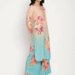 Ahalyaa Women Peach-Coloured Floral Printed Kurta Palazzo Set With Dupatta | Swadesiicart