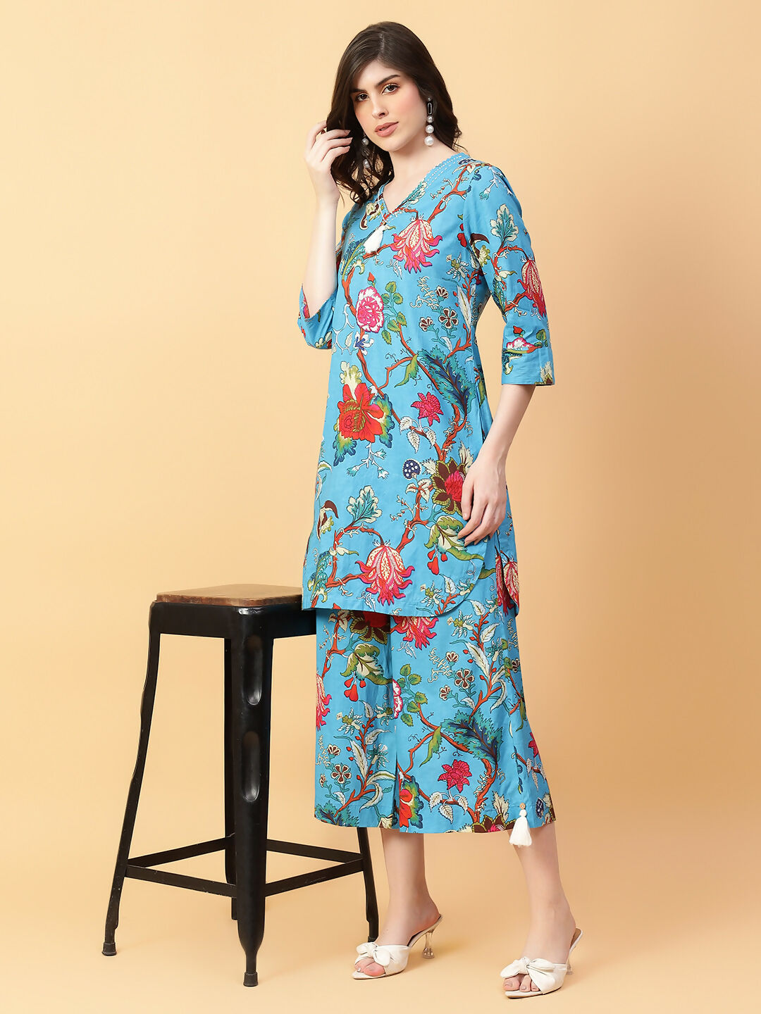 Joban Fashion Black Cotton Printed & Hand Work Co-ord Set - Swadesiicart