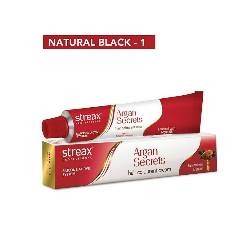 Streax Professional Argan Secrets Hair Colourant Cream - Natural Black 1 - Swadesiicart