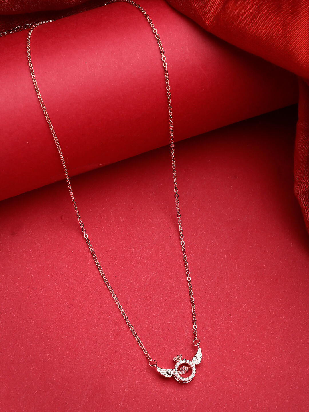 NVR Women's Rose Gold American Diamond Metal Chain - Swadesiicart