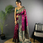 Joban Fashion Banarasi Rani Pink Woven Butti Soft Silk Saree | Swadesiicart