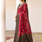 Joban Fashion Fuchsia Crepe Chiffon Pure Handloom Banarasi Silk Saree | Swadesiicart