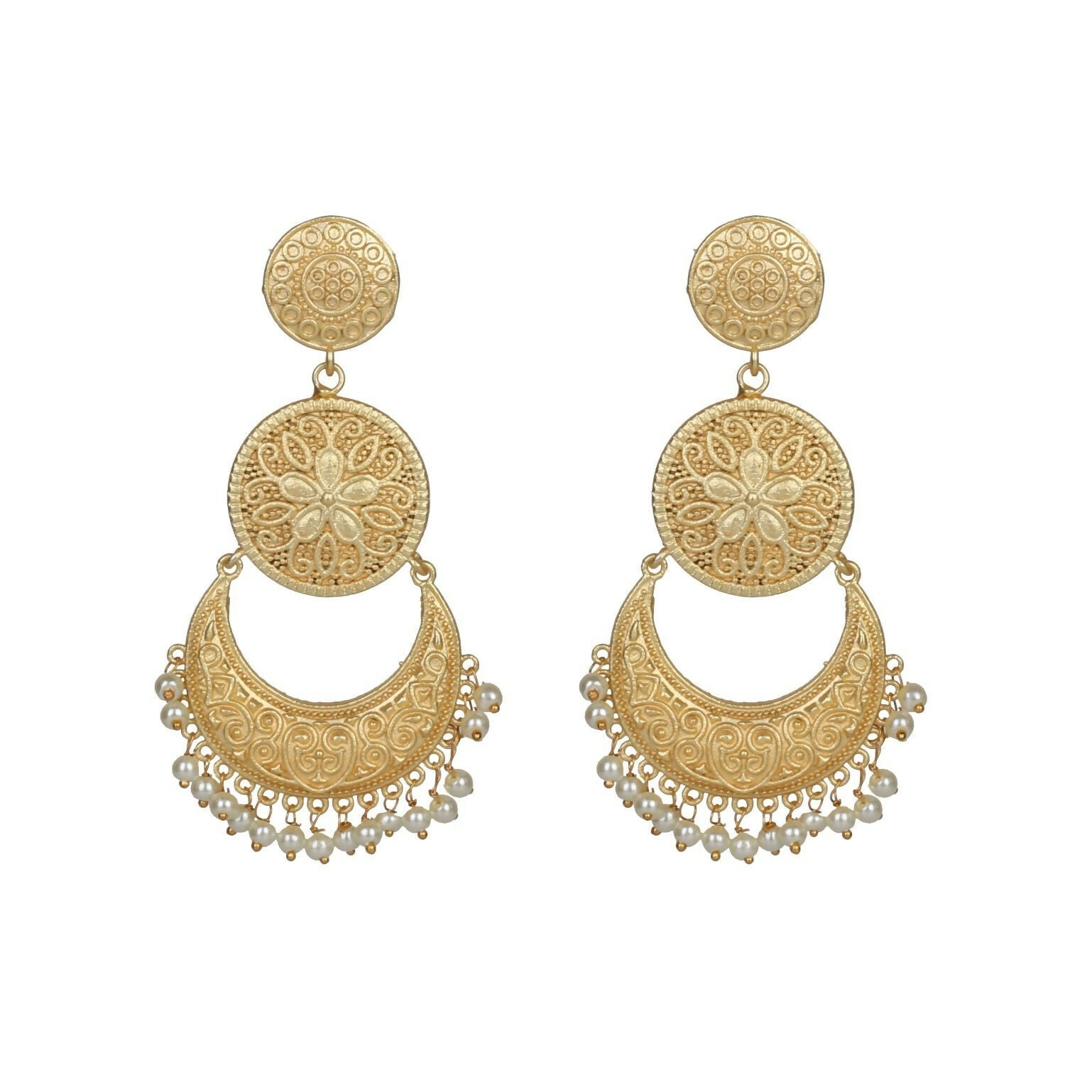 Joban Fashion Women Matte Gold Brass Earrings | Swadesiicart