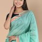 Very Much Indian Handloom Cotton Silk Maheshwari Saree With Sleek Golden Border - Teal Green | Swadesiicart