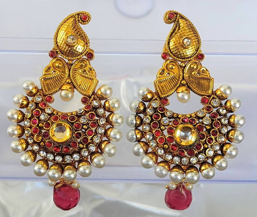 Pink Kemp Mango Designer Earrings - Mokshi Collections