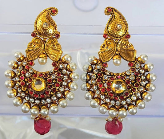 Pink Kemp Mango Designer Earrings - Mokshi Collections