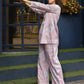Light Pink Rayon Floral Printed Top with Matching Bottom - Eesha - Swadesiicart