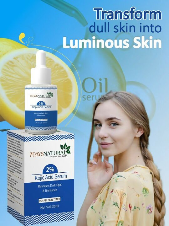 7 Days 2% Kojic Acid Face Serum with Niacinamide for Dark Spots Pigmentation - Swadesiicart