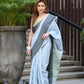 Beatitude Grey Cotton Jacquard Border Tangail Handloom Saree