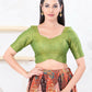 Joban Fashion Green Tissue Elbow Sleeveless Back Open Blouse - Swadesiicart