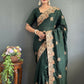 Vastranavya Green Vichitra Silk Zari with Swarovski Work Ready to Wear Saree | Swadesiicart