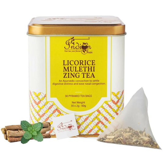 The Indian Chai - Licorice Mulethi Zing Tea 30 Pyramid Tea Bags | Swadesiicart
