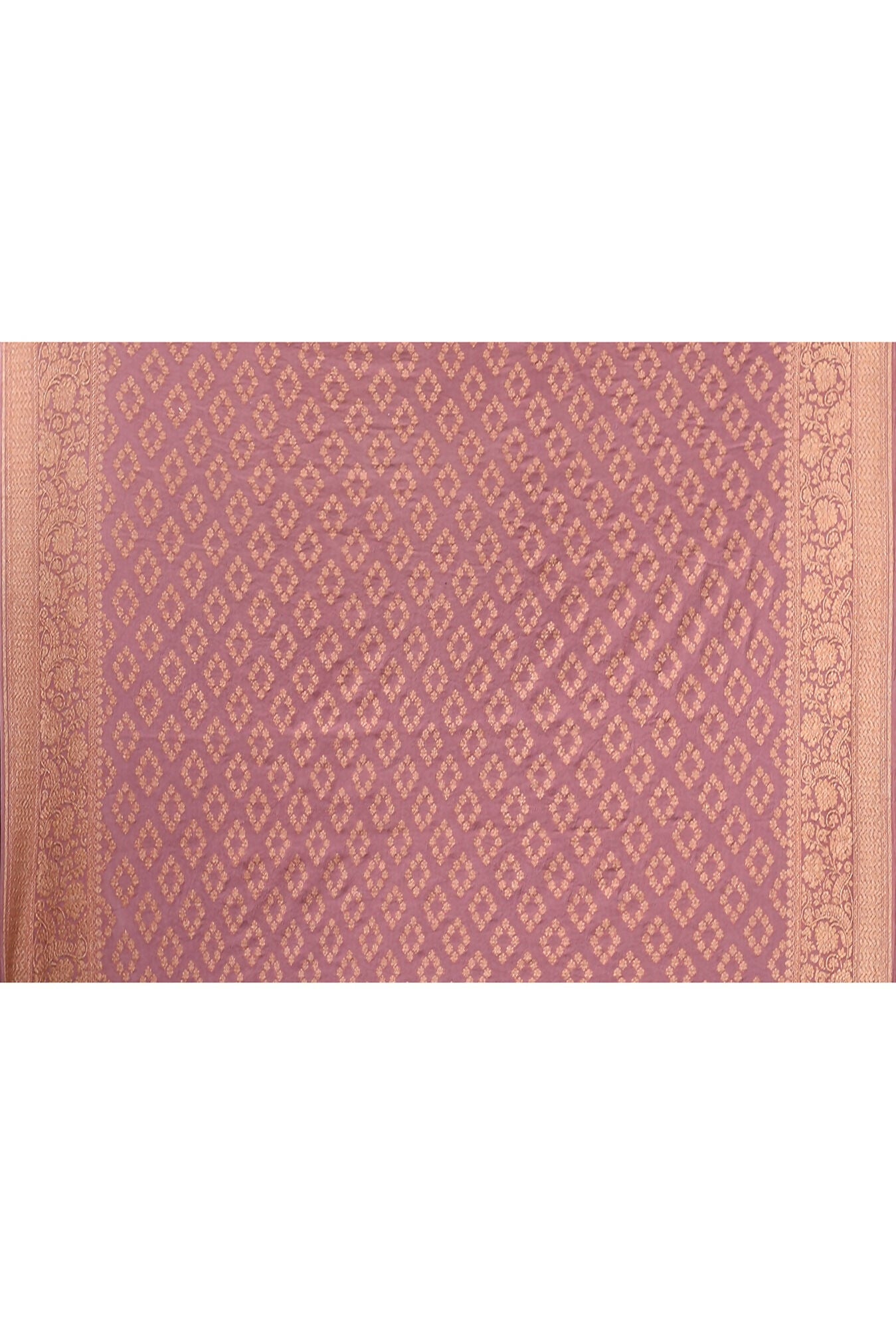 Joban Fashion Ivory And Dusty Rose Crepe Chiffon Pure Handloom Banarasi Silk Saree | Swadesiicart