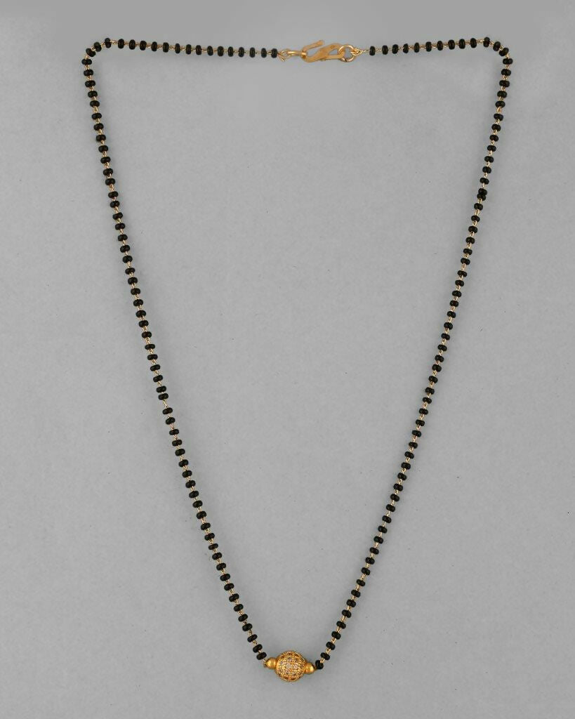 VOJ Gold-Polished AD-Studded & Beaded Mangalsutra - Swadesiicart