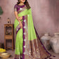 Aastha Fashion Parrot Green Silk Sarees Weaving Saree