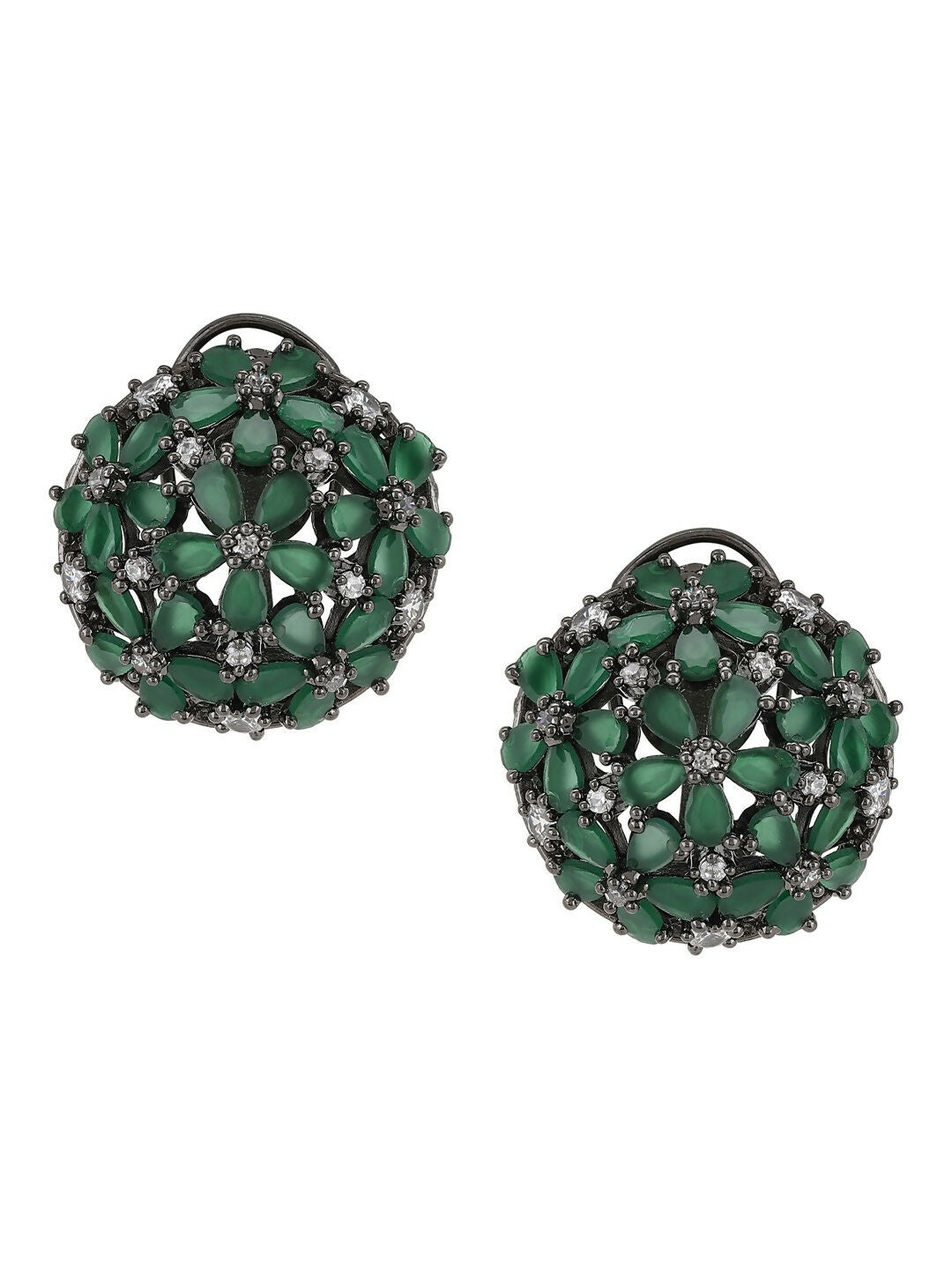 Diamond & Green Stone Earrings- Ruby Raang | Swadesiicart