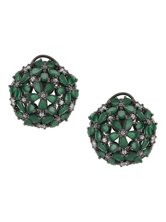 Diamond & Green Stone Earrings- Ruby Raang | Swadesiicart