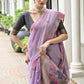 Vishnu Weaves Women's Lavender Muga Cotton Thread Weaving Saree with Blouse - Swadesiicart