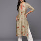 Ahalyaa Women's Traditional wear Kurta - Tan | Swadesiicart