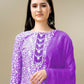 Jyoti Fashion Women's Purple Rayon Embroidery & Sequence work Kurta with Trouser & Dupatta | Swadesiicart
