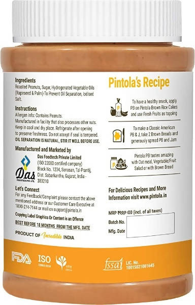 Pintola Classic Creamy Peanut Butter - Swadesiicart