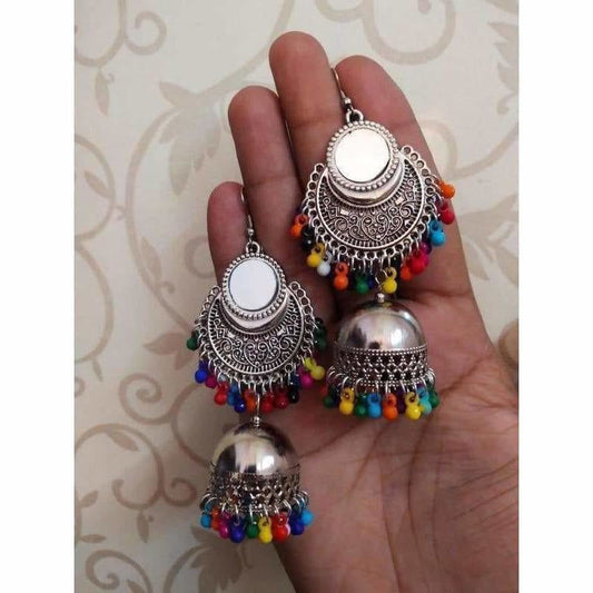 MS Fashion India Stylish Fashion Mirror Jhumki Fancy Party Multi Color Beads Earrings | Swadesiicart