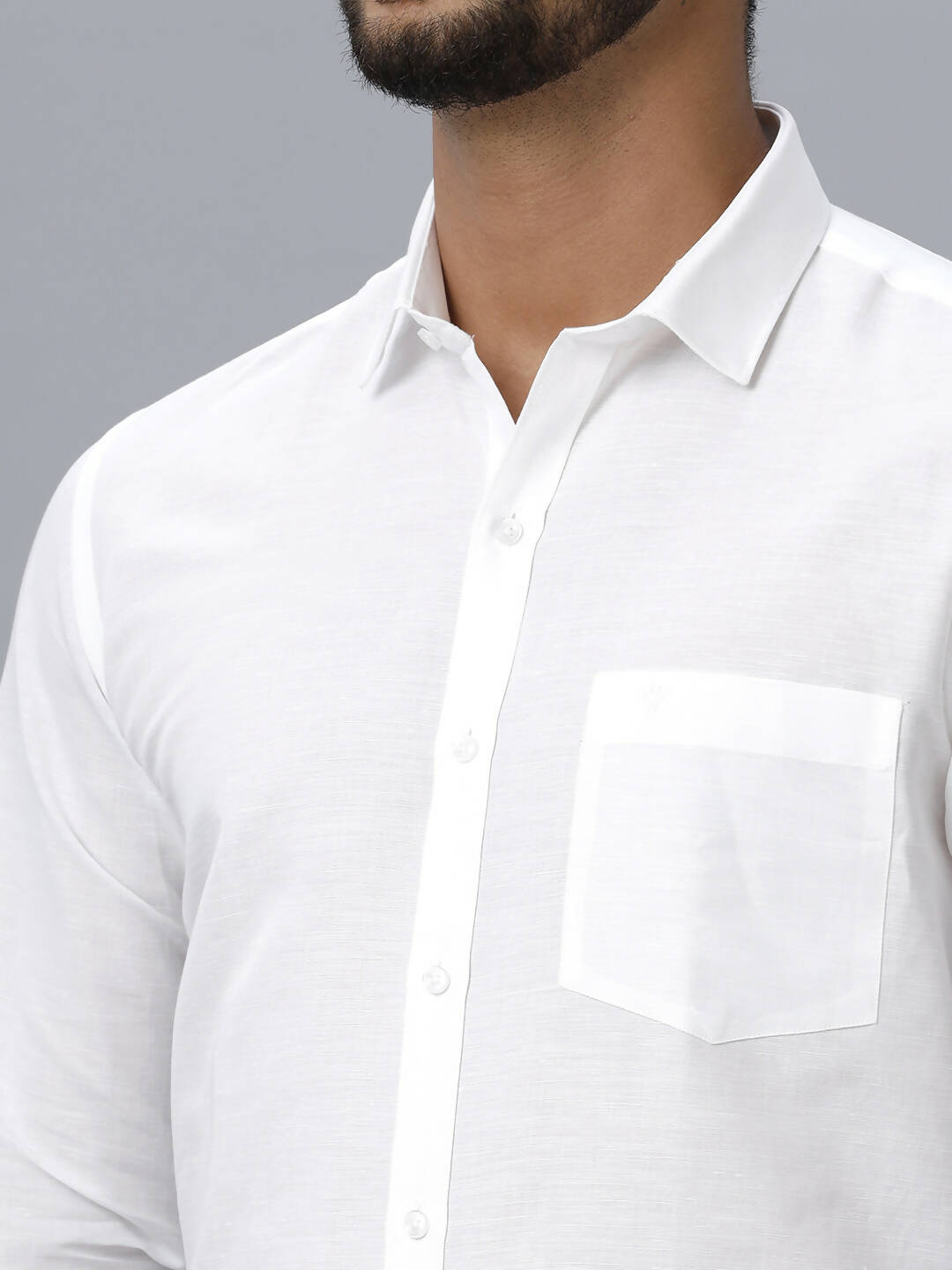 Ramraj Cotton Mens Full Sleeve White Shirt Plus Size - Justice White | Swadesiicart