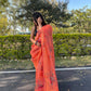 Vamsee Orange Organza Saree - Swadesiicart