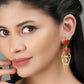 Joban Fashion Women Red Stone Matte Gold Earrings | Swadesiicart