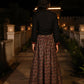 Juniper Women's The Rekha Chitra Black Thread Embroidered Rayon Top & Printed Skirt Set With Beads & Mirror Work - Swadesiicart