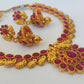 Trendy Pink kemp Peacock Necklace Set - Swadesiicart