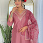 The52 Gajri Women's Beautiful Embroidered Rayon Fabric with Straight Kurta, Pant and Dupatta Set - Swadesiicart