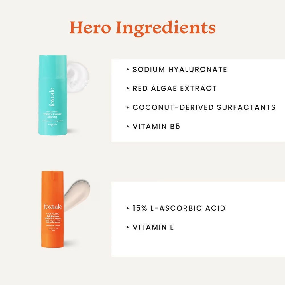 Foxtale CSMS (Cleanser, Serum, Moisturizer, Sunscreen) Flawless Skin Combo | Swadesiicart