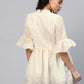 Ahalyaa Women Cream-Coloured Chanderi Ethnic Print Tunic | Swadesiicart
