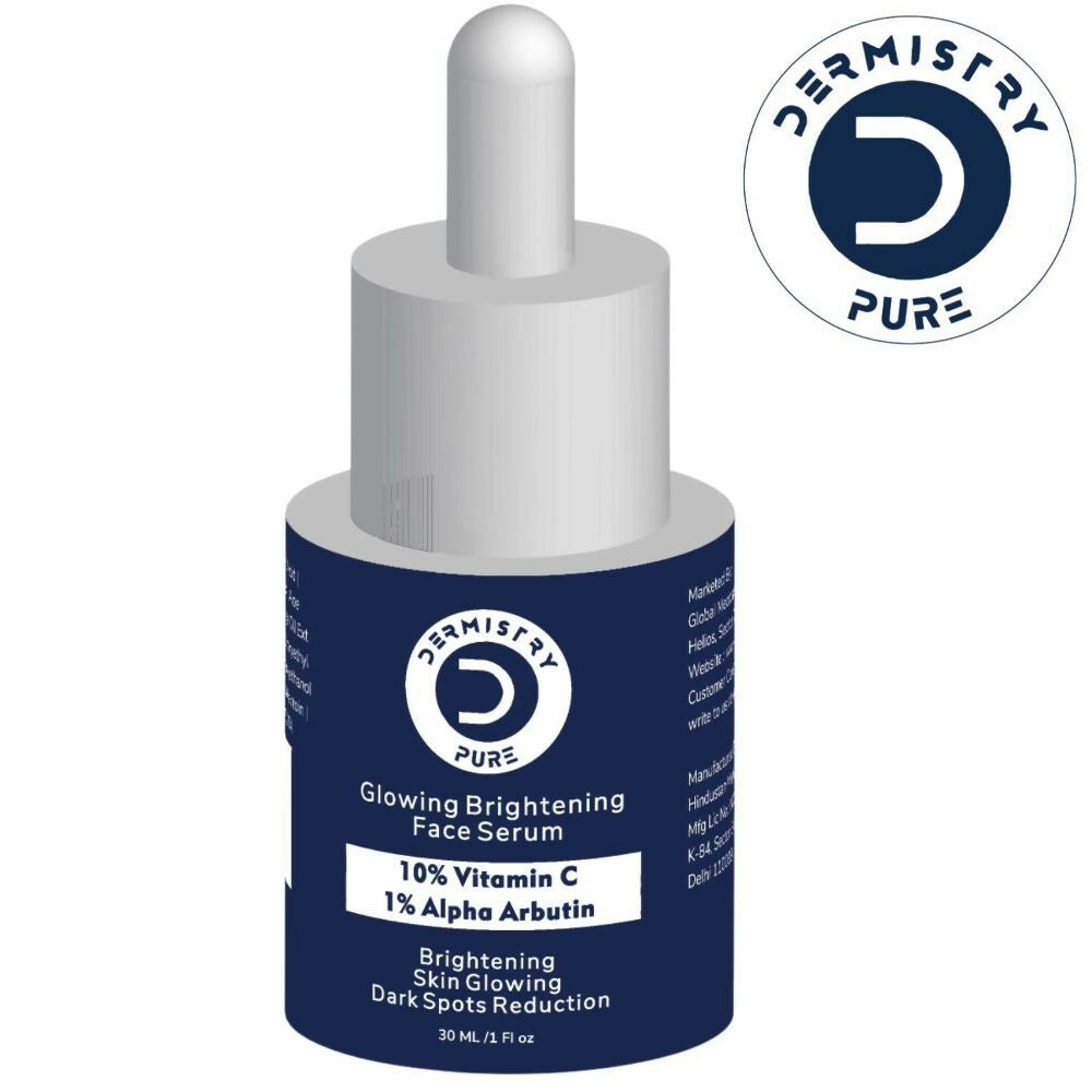 Dermistry Pure 10% Vitamin C 1% Alpha Arbutin Dull Skin Brightening Lightening Fairness Glow Serum - Swadesiicart
